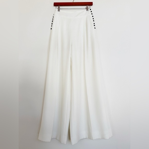 ADEAM Buttoned Wide Leg Pleated Pant Trousers Size 2 - Picture 2 of 15